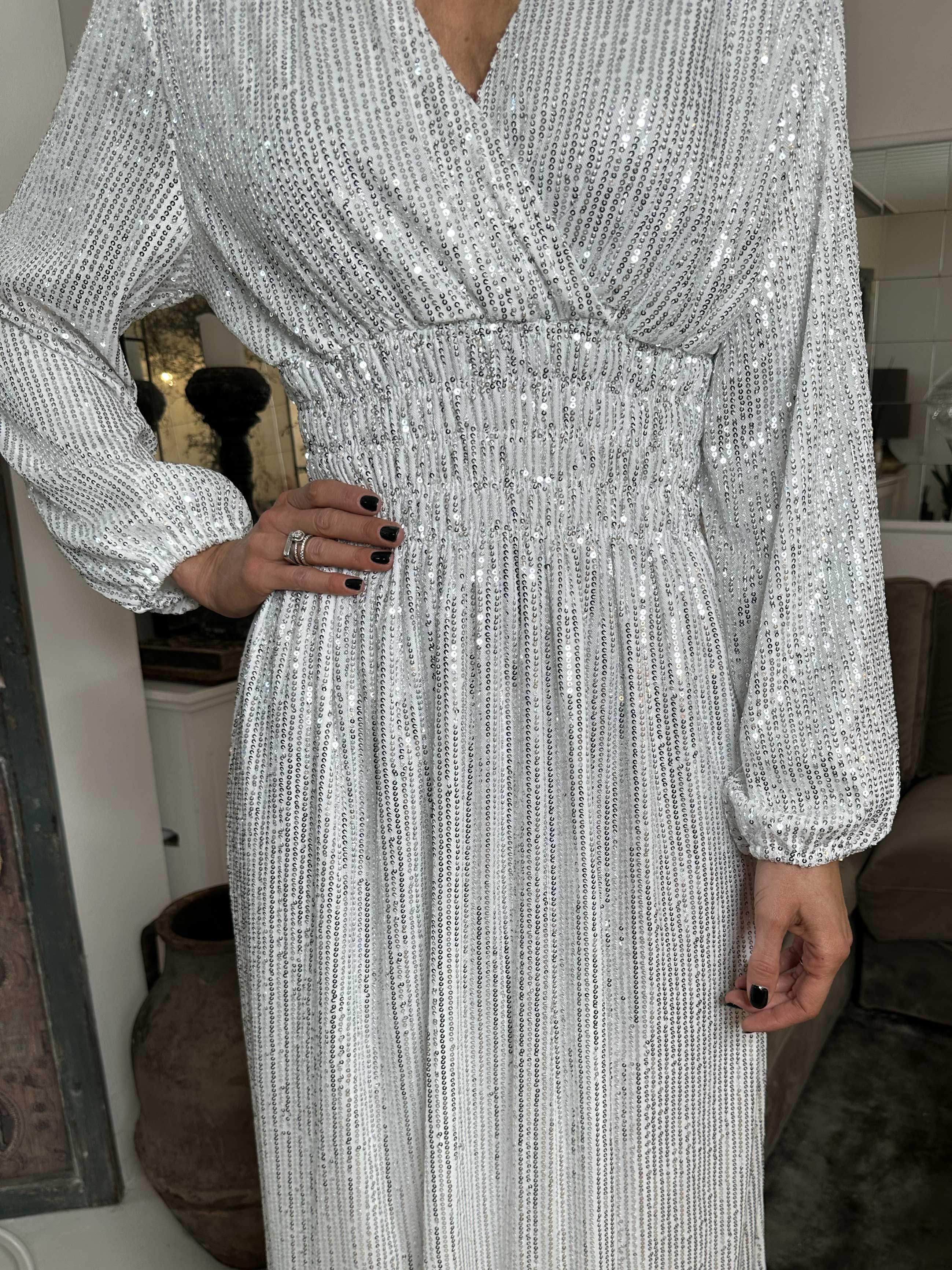 Pams Glitter L/S - Lang smuk kjole med pailletter